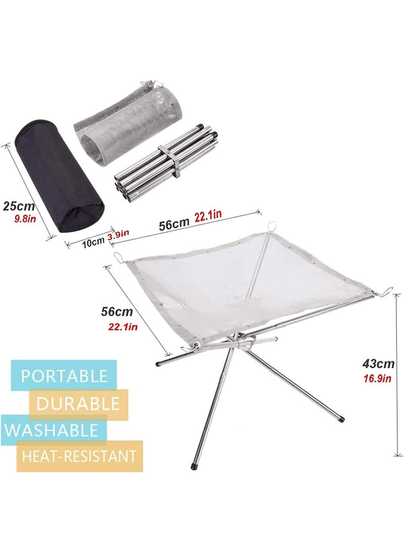 بلو فاير موقد نار خارجي محمول وخفيف الوزن قابل للطي مع حقيبة حمل، موقد نار شبكي من الفولاذ المقاوم للصدأ، تركيب بدون أدوات، هيكل مربع ثابت، موقد حطب للتخييم والنزهات والشاطئ والحديقة والرحلات والمشي والشواء والصيد - Image 3